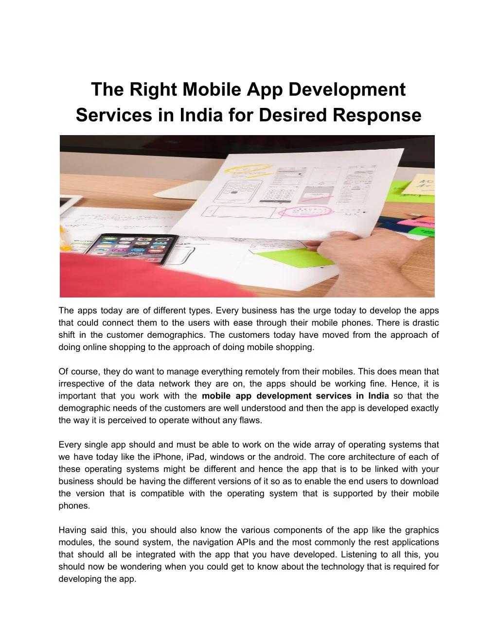 the right mobile app development services