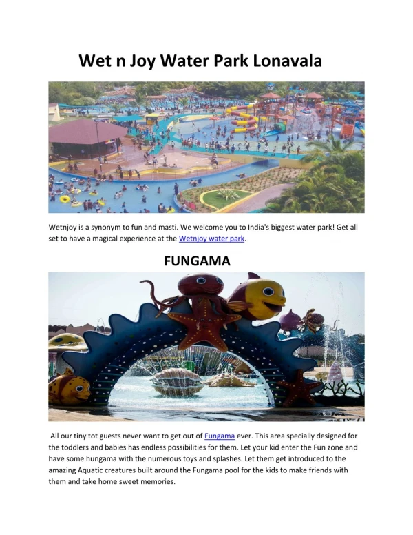 Wet n Joy Water Park Lonavala