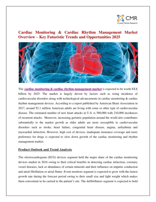 Cardiac Monitoring & Cardiac Rhythm Management Market