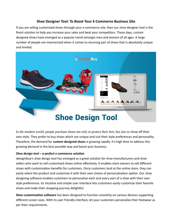 Shoe Designer Tool: To Boost Your E-Commerce Business Site