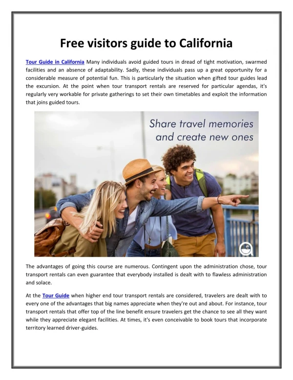 Free visitors guide to California