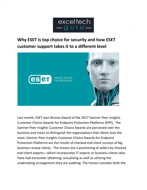 ESET customer support - Excel Tech Guru