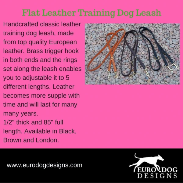 Flat Leather Training Dog Leash