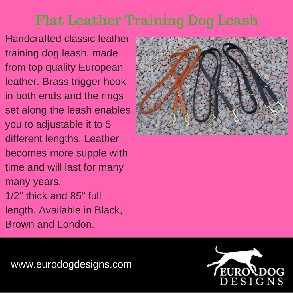 flat leather training dog leash handcrafted