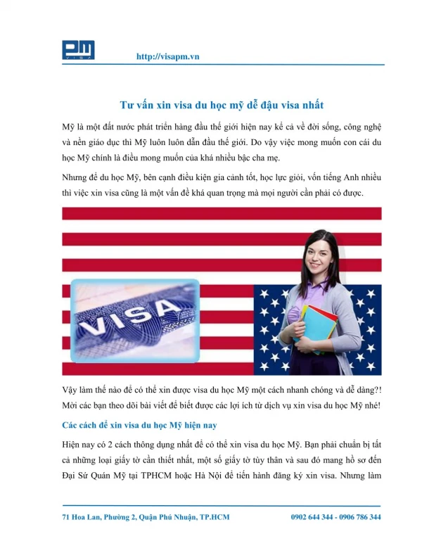 Tư vấn xin visa du học mỹ dễ đậu visa nhất