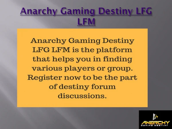 Best Platform for LFG Destiny Players | Anarchy Gaming Destiny LFG LFM