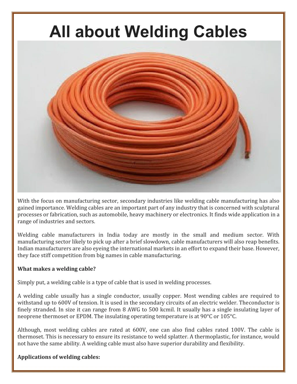 all about welding cables