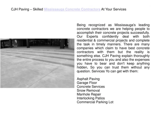 Mississauga Concrete Contractors - Cjh Paving