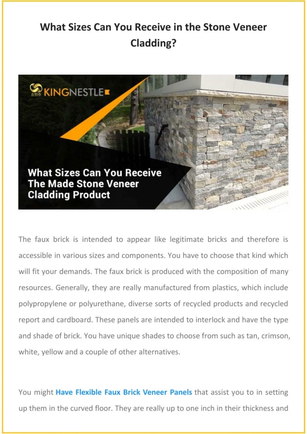What Sizes Can You Receive in the Stone Veneer Cladding?