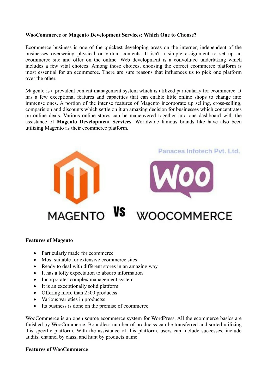 woocommerce or magento development services which