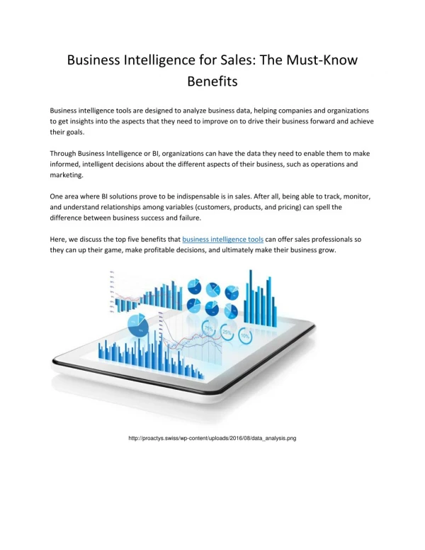 Business Intelligence for Sales: The Must-Know Benefits