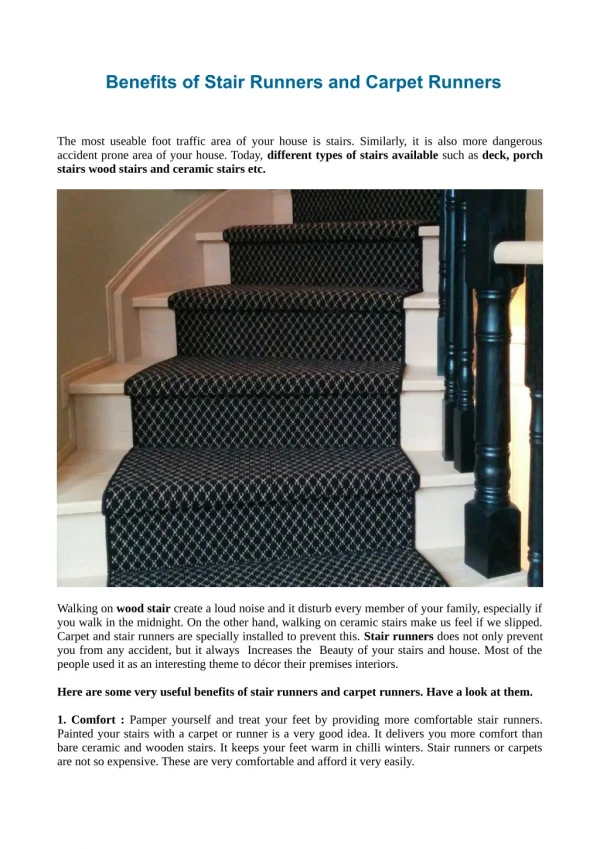 Benefits of Stair Runners and Carpet Runners