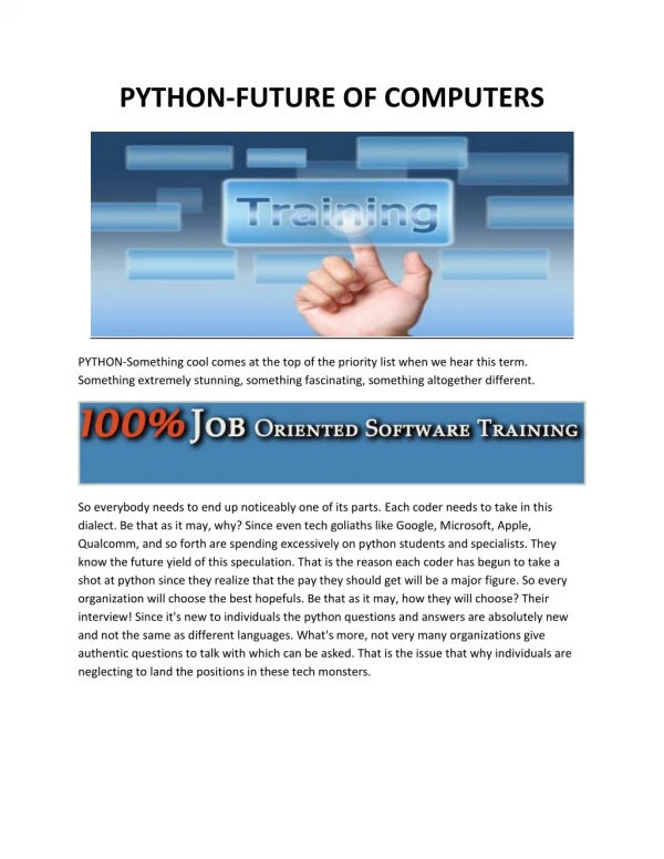 PYTHON-FUTURE OF COMPUTERS