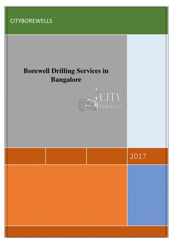 Borewell Drilling Services in Bangalore | City Borewells