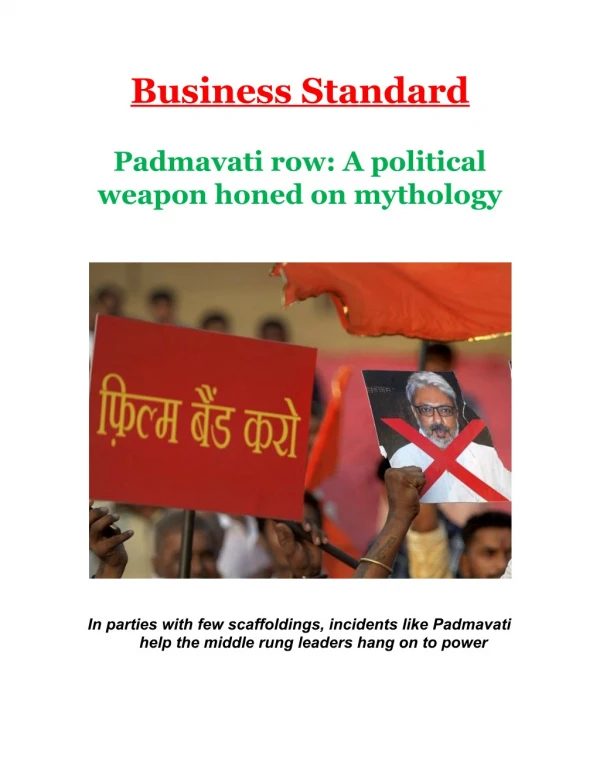 Padmavati row: A political weapon honed on mythology