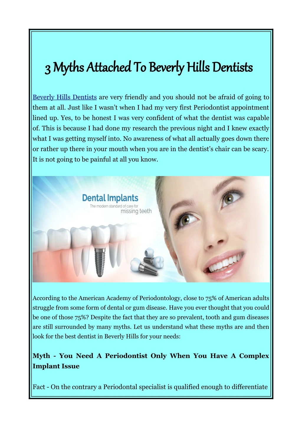 3 myths attached to beverly hills dentists