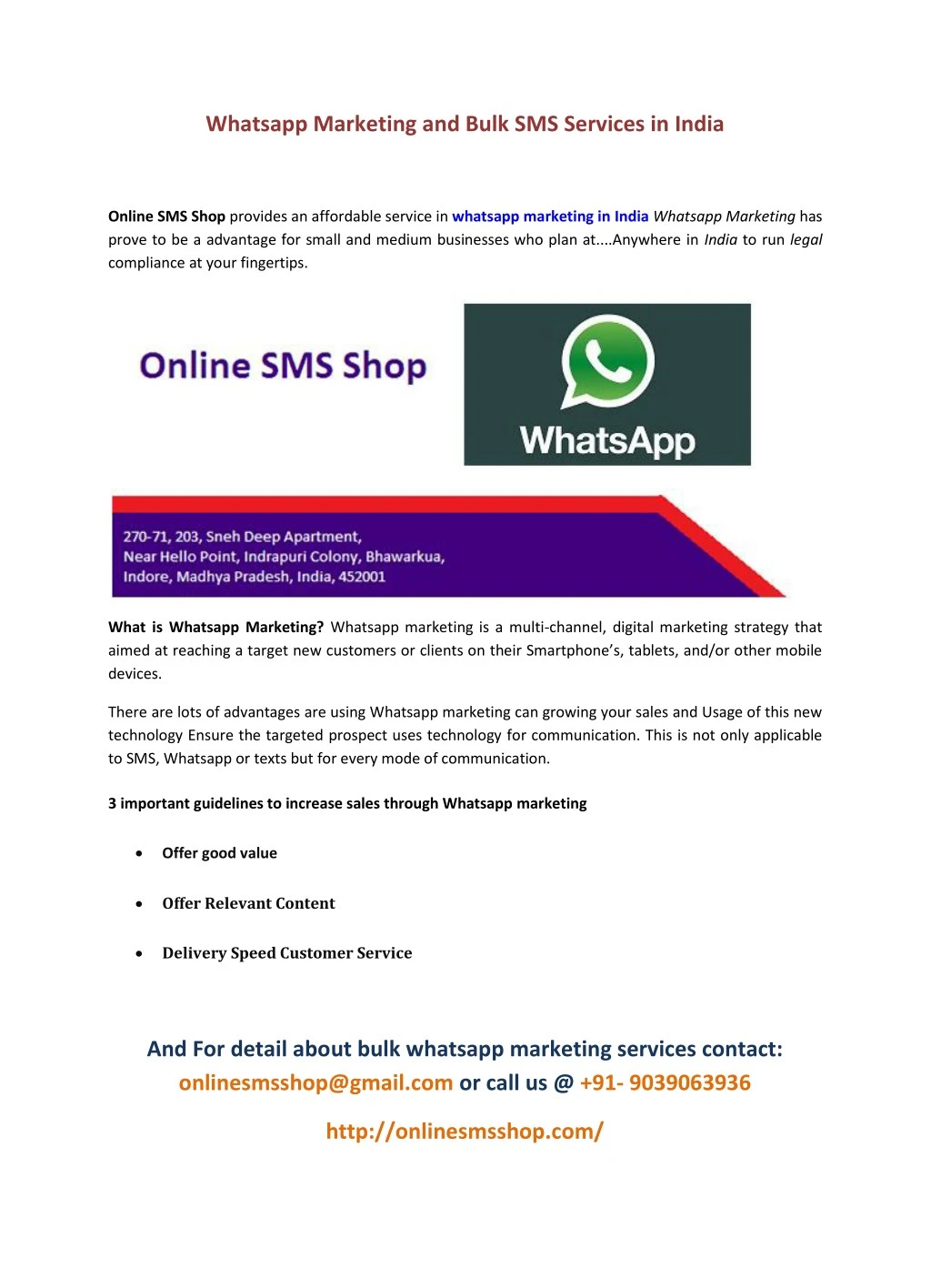 whatsapp marketing and bulk sms services in india