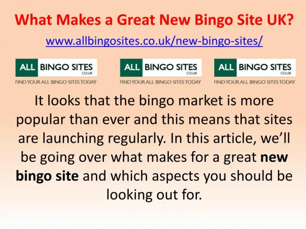 What Makes a Great New Bingo Site UK?