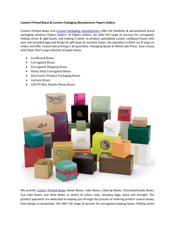 Custom Printed Boxes & Custom Packaging Manufacturer Papers Gallery