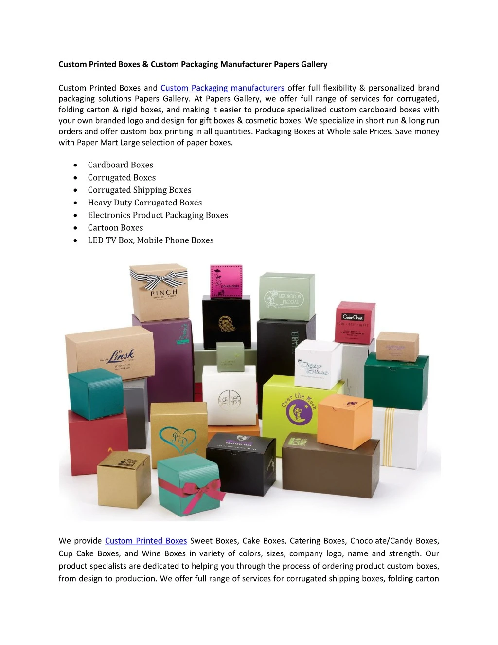 custom printed boxes custom packaging