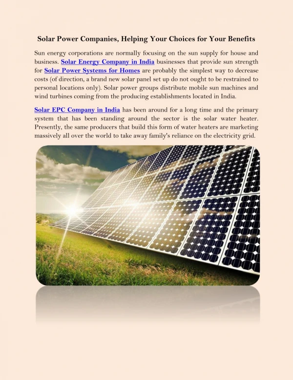 Solar Power Companies, Helping Your Choices for Your Benefits