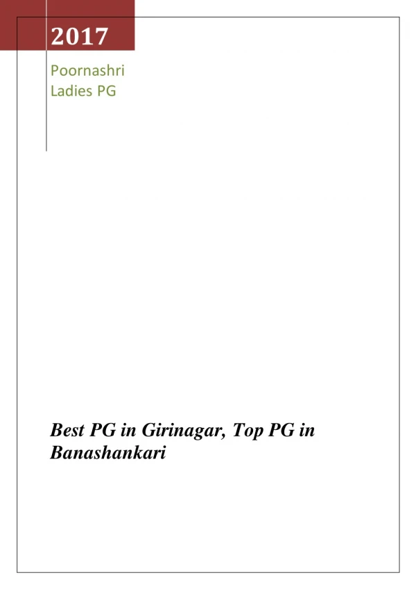 Best PG in Girinagar