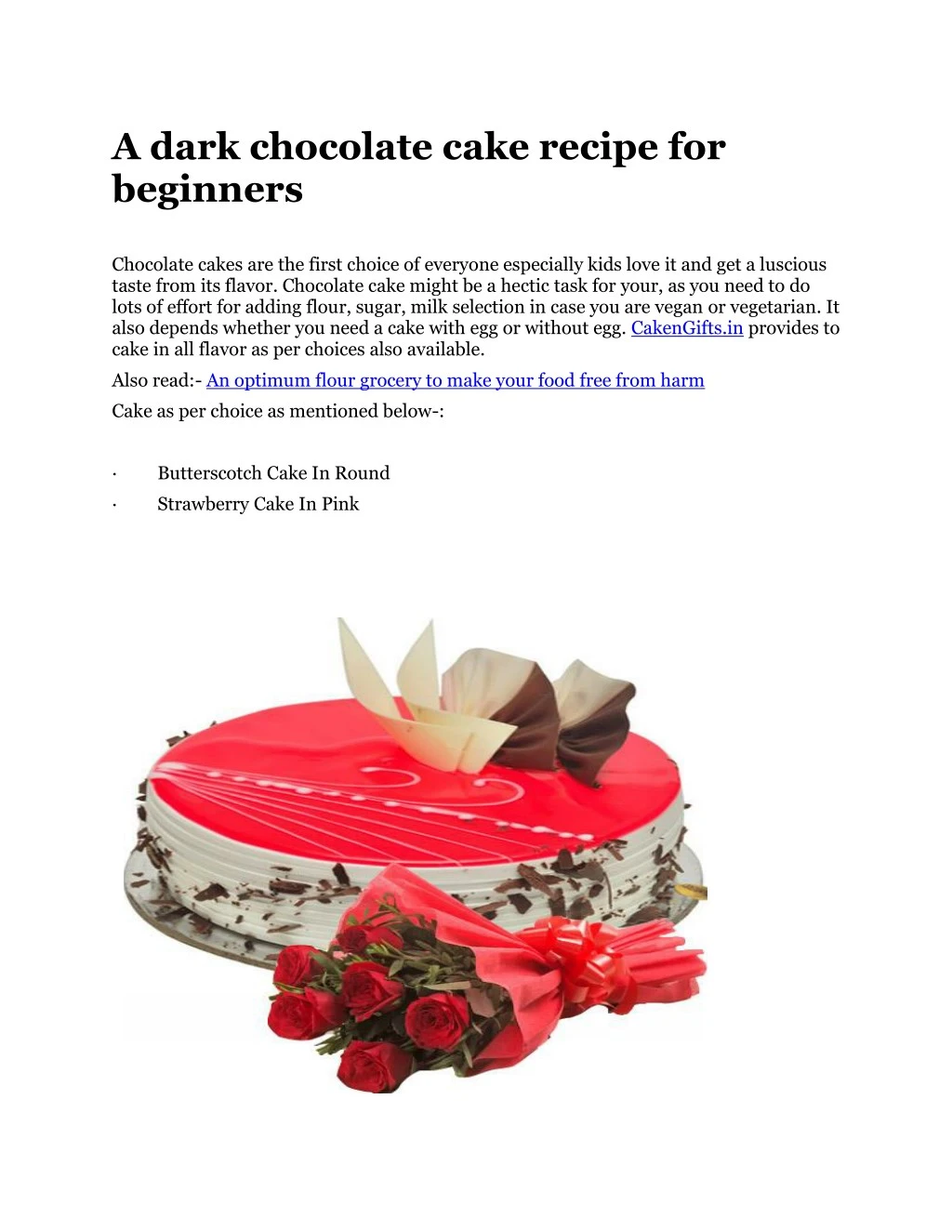 a dark chocolate cake recipe for beginners