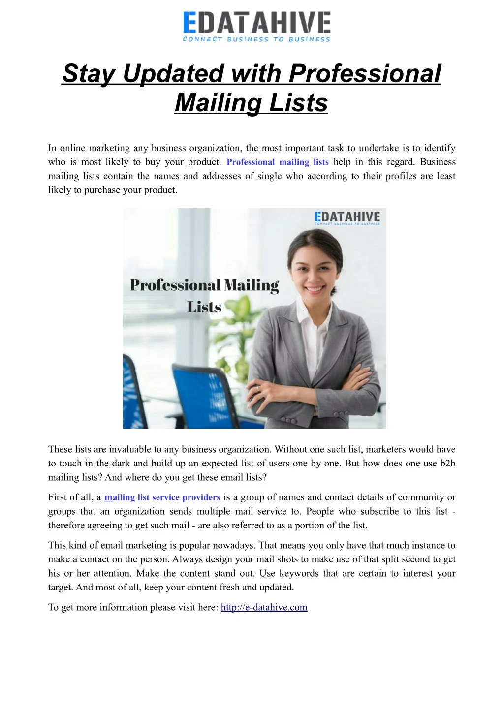 stay updated with professional mailing lists