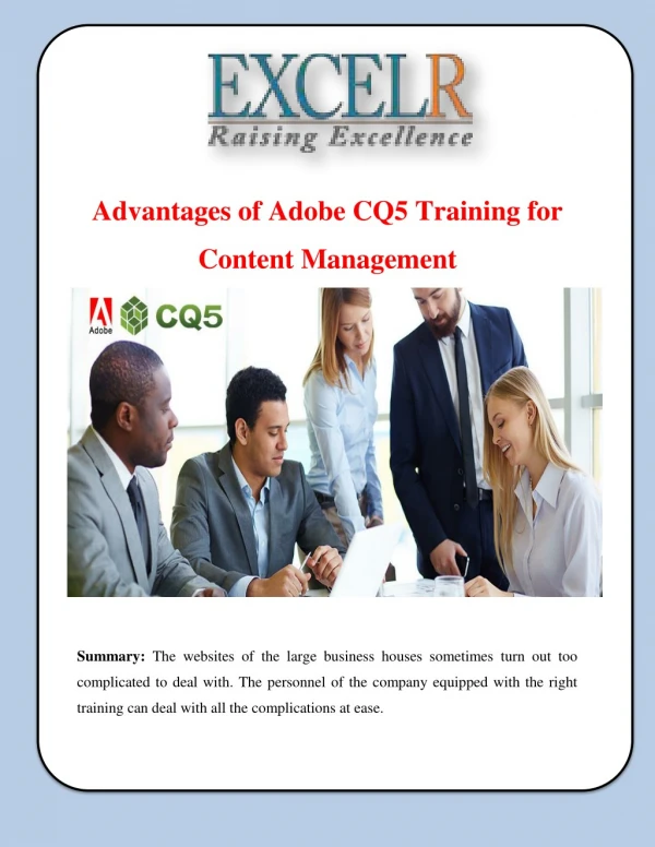 Advantages of Adobe CQ5 Training for Content Management