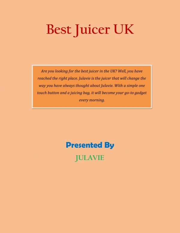 Best Juicer UK