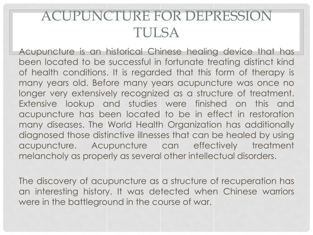 acupuncture for depression tulsa