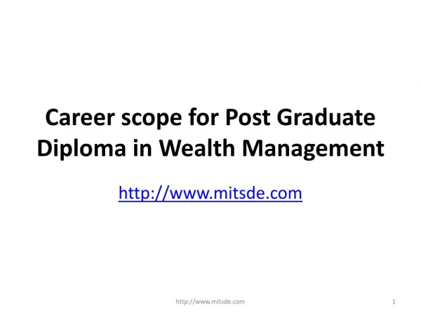 Career scope for Post Graduate Diploma in Wealth Management | Distance MBA in Pune, India | Correspondence MBA