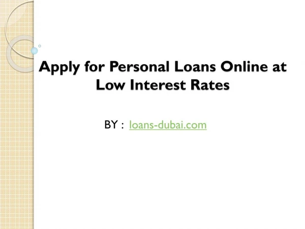 How to Apply for Personal Loans online