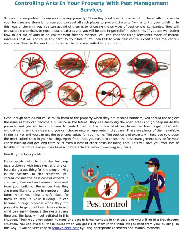 Controlling Ants In Your Property With Pest Management Services