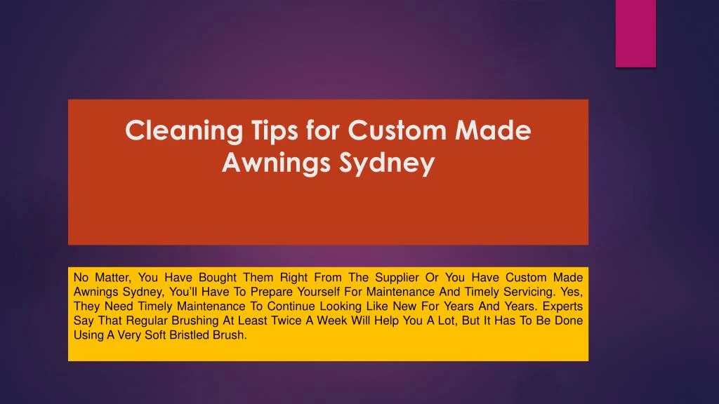cleaning tips for custom made awnings sydney