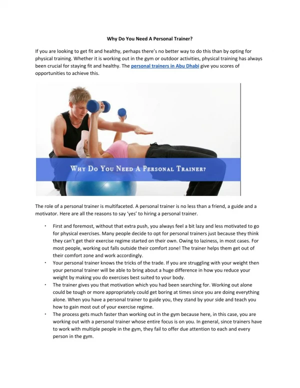Home Personal Training in Abu Dhabi | Personal Trainers at your Door Step
