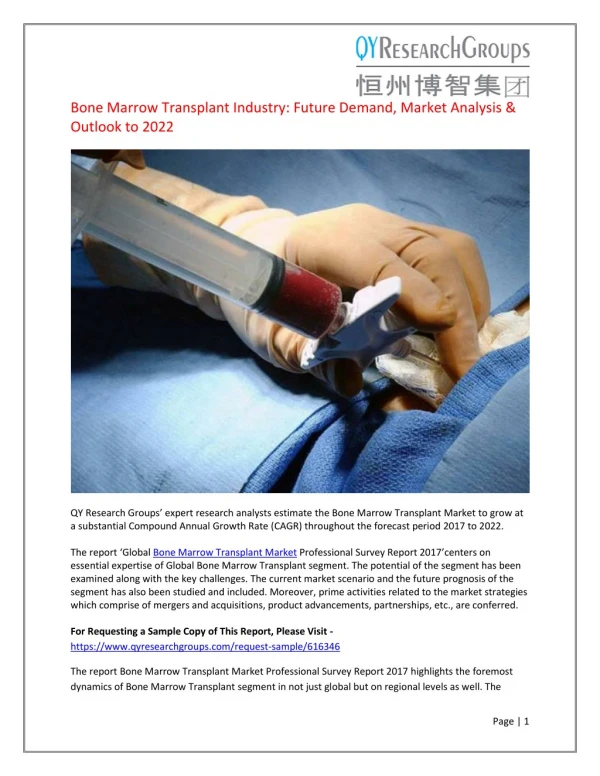 Global Bone Marrow Transplant Sales Market Report 2017