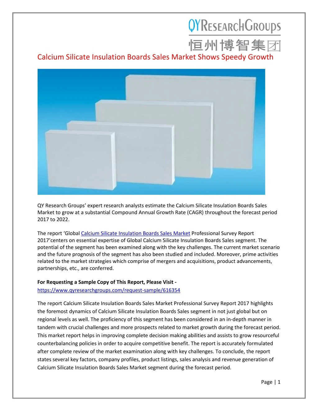 calcium silicate insulation boards sales market