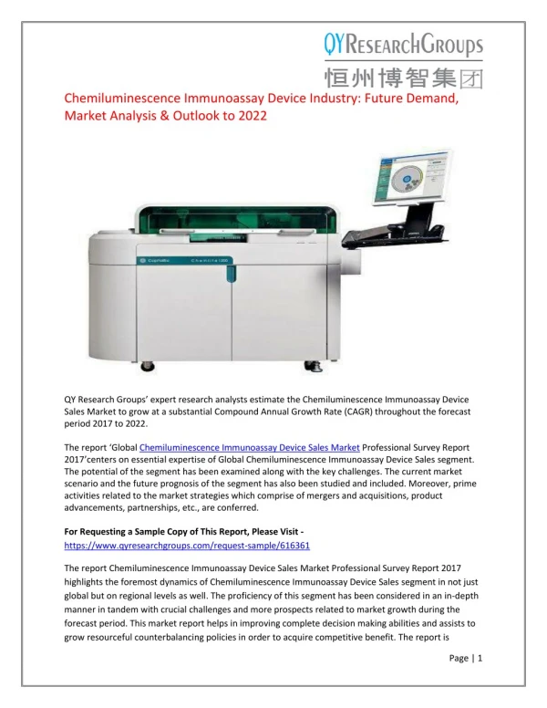 Global Chemiluminescence Immunoassay Device Sales Market Report 2017