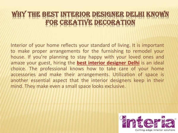 Why The Best Interior Designer Delhi Known for Creative Decoration