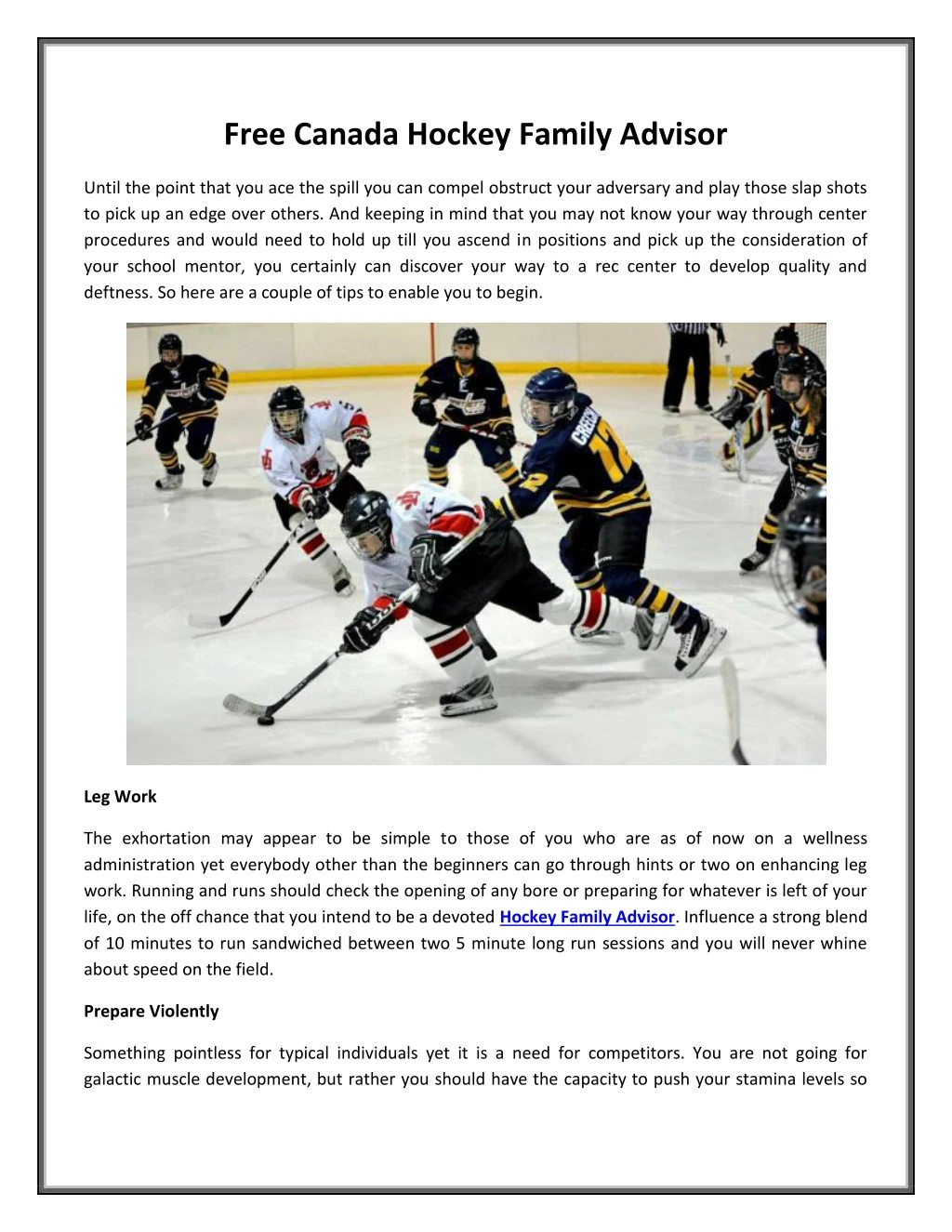 free canada hockey family advisor
