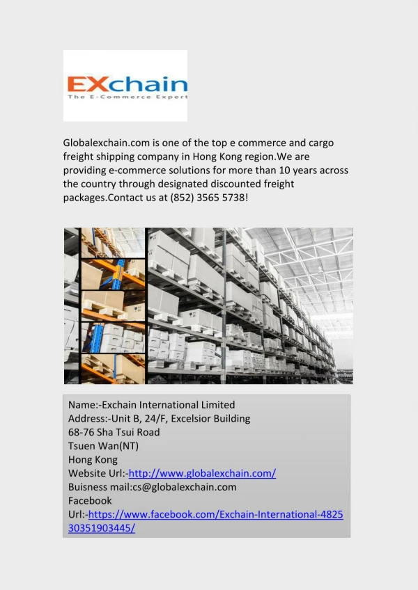Top E commerce and Cargo Freight Shipping Company in Hong Kong