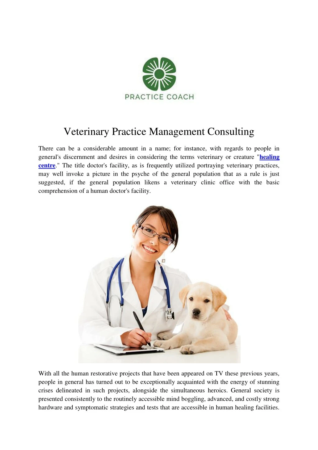 veterinary practice management consulting