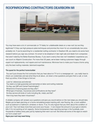 Roofing Dearborn Michigan - slide 1