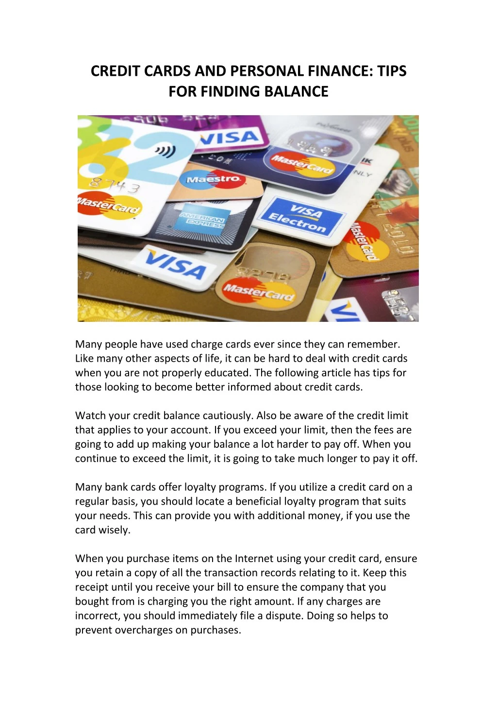 credit cards and personal finance tips