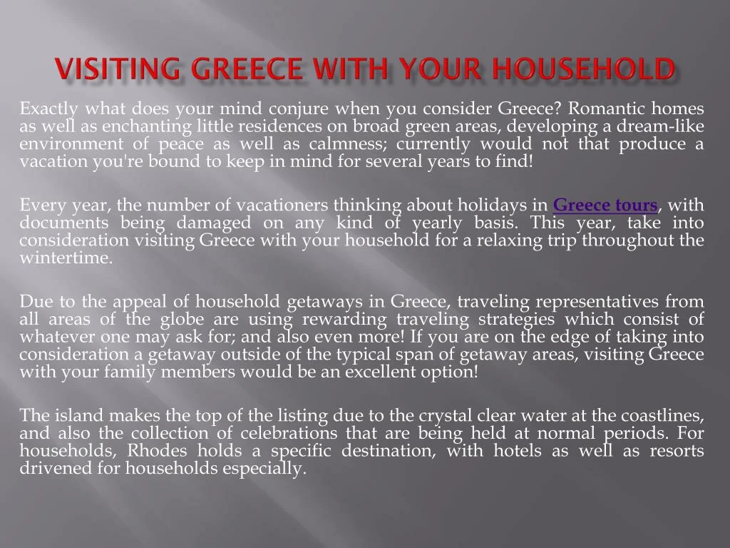 visiting greece with your household