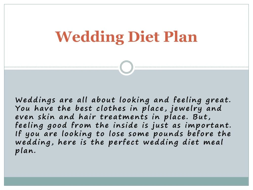 wedding diet plan