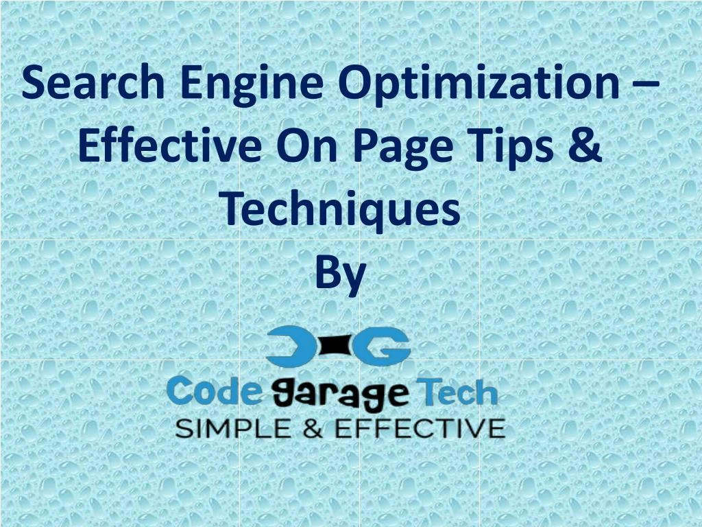 search engine optimization effective on page tips techniques by