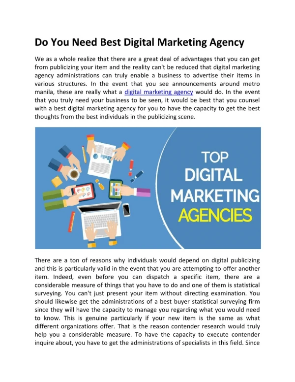 Do you need digital Marketing agency