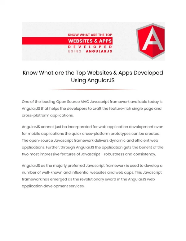 Know What are the Top Websites & Apps Developed Using AngularJS